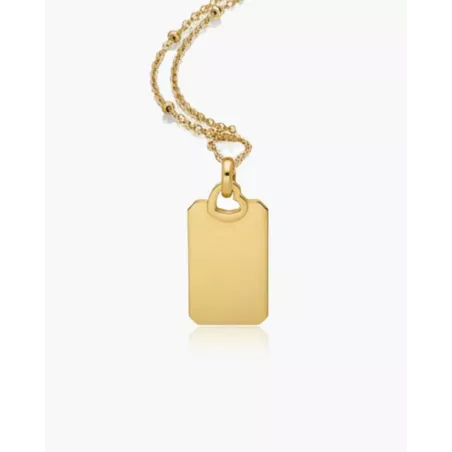 Engravable Gold Necklace with Rectangular Heart Pendant | moon