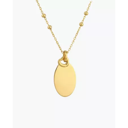 Collar Medalla Dorado Grabable con Chapa Ovalada - moon