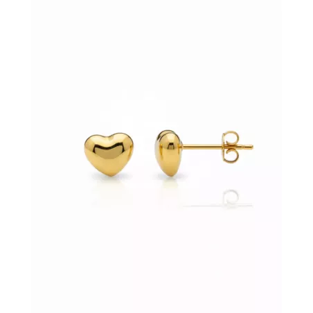Gold Three-Dimensional Heart Earrings | moon