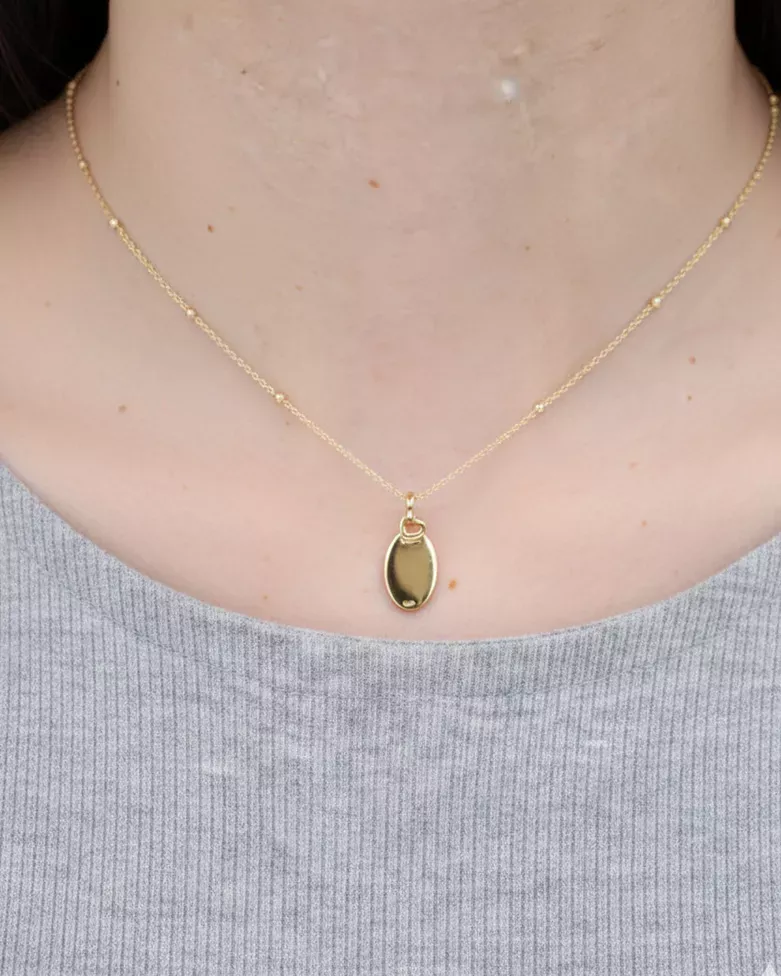 Collar Medalla Dorado Grabable con Chapa Ovalada - moon