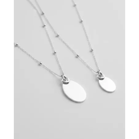 Sterling Silver Necklace with Oval Pendant - moon