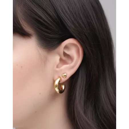 Gold Three-Dimensional Heart Earrings | moon