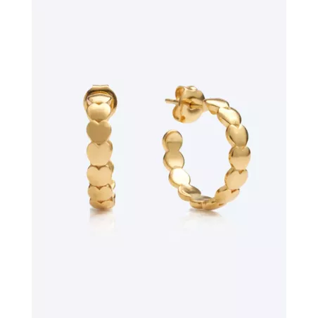 CILE Gold Earrings | Gold-Plated Sterling Silver Hoops Hearts - moon