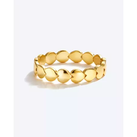 CIEL Gold Ring | 925 Sterling Silver Gold Plated Ring with Hearts - moon