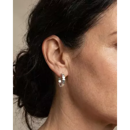 Pendientes CIEL plata | Aro de Corazones en Plata de Ley 925 - moon