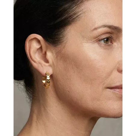 Pendientes CILE oro | Aros en Plata con Baño de Oro y Corazones -moon