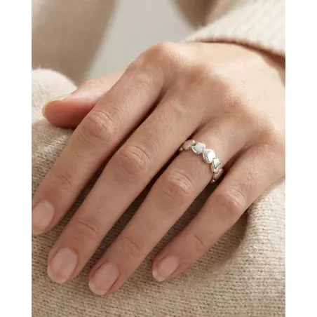 CIEL Silver Ring | Silver Ring with Continuous Hearts - moon