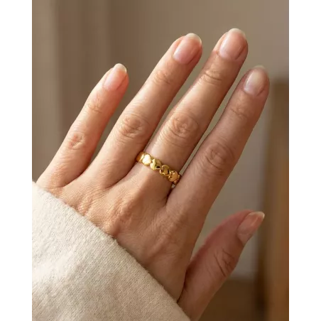 CIEL Gold Ring | 925 Sterling Silver Gold Plated Ring with Hearts - moon