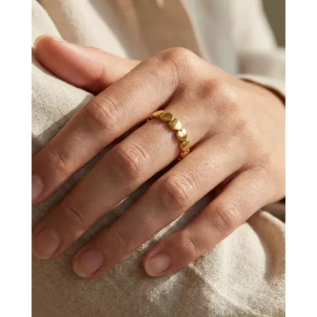 CIEL Gold Ring | 925 Sterling Silver Gold Plated Ring with Hearts - moon