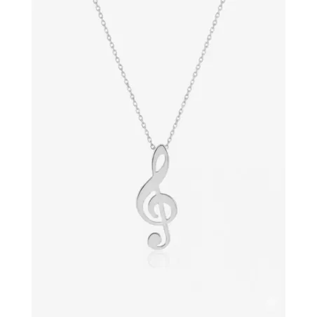 Sterling Silver Treble Clef Necklace - moon