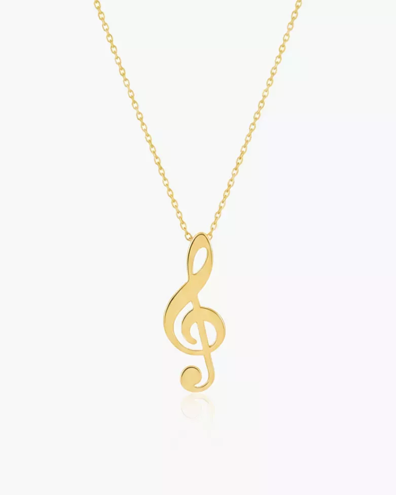 Collar Clave de Sol Musical en Plata Dorada - moon