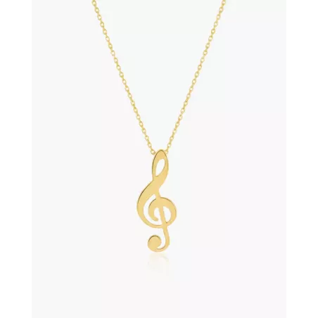 Gold-Plated Silver Treble Clef Necklace - moon