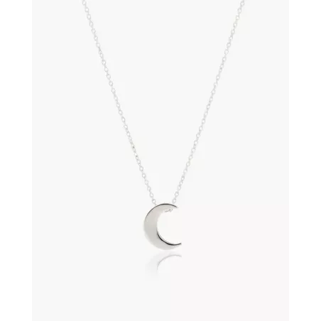 Amal Silver Necklace | Minimalist Fine Silver Crescent Moon