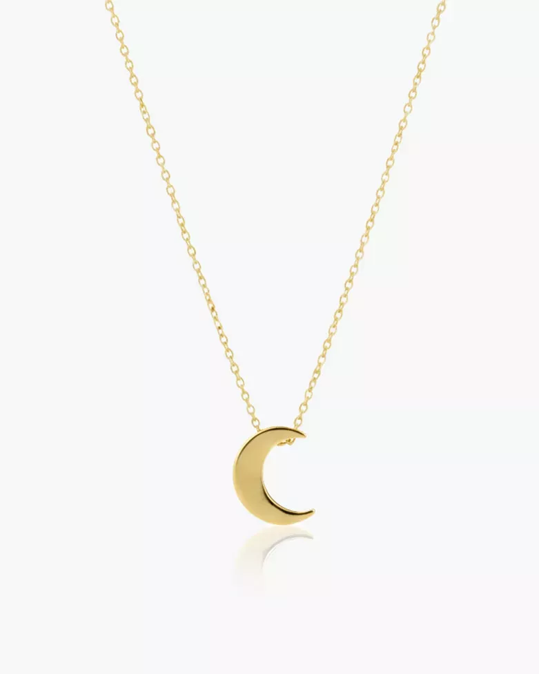 AMAL Gold Necklace | Gold-Plated Sterling Silver Crescent Moon Choker - moon
