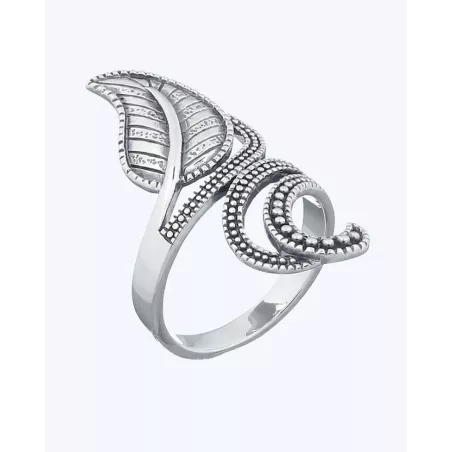 LIOR Ring | Oxidized 925 Sterling Silver Leaf Ring - moon