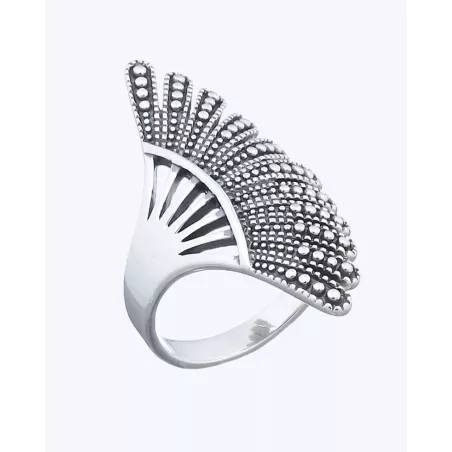 ALIS Ring | Fan Ring in Sterling Silver with Ethnic Boho Design - moon