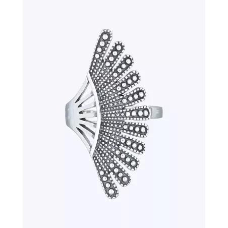 ALIS Ring | Fan Ring in Sterling Silver with Ethnic Boho Design - moon