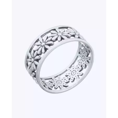 Anillo IRIS | Anillo de Flores en Plata Diseño Calado Floral - moon