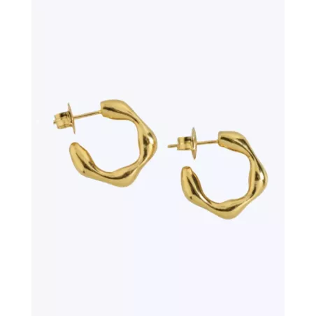 Pendientes KALAYO oro mini | Aro Irregulares en plata dorada - moon