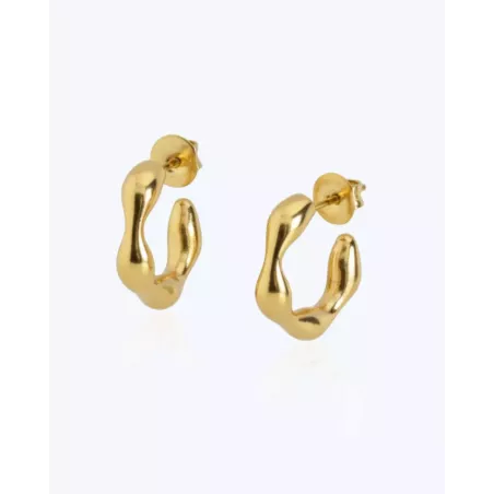 KALAYO Mini Gold Hoop Earrings | Irregular Hoop Earrings in Gold-Plated Silver - Moon