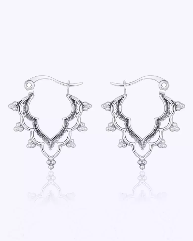 Pendientes DHARMA | Estilo Étnico Boho Calado de Plata de Ley - moon
