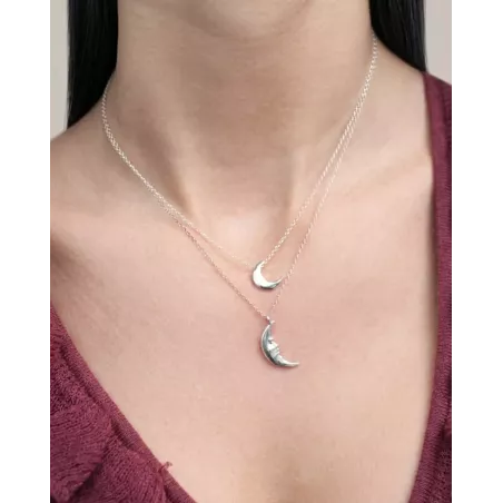Amal Silver Necklace | Minimalist Fine Silver Crescent Moon