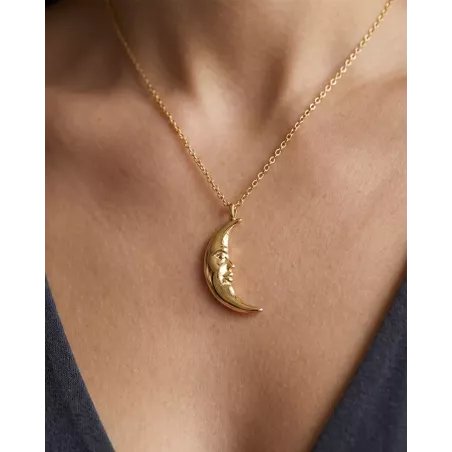 NOX Gold Necklace | Gold Crescent Moon Necklace in 925 Sterling Silver - moon