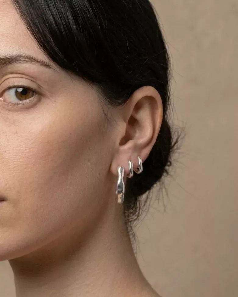 Pendientes ZAFRA | Pendientes Irregulares Alargados en Plata - moon