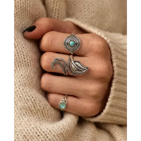 LIOR Ring | Oxidized 925 Sterling Silver Leaf Ring - moon