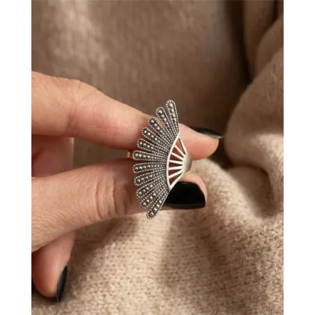 Anillo ALIS | Anillo Abanico en Plata de Ley Diseño Étnico Boho - moon