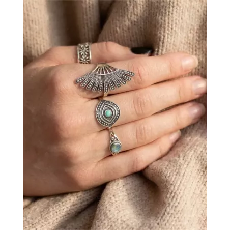 Anillo GIA | Anillo Ojo Turquesa Protector Estilo Boho - moon