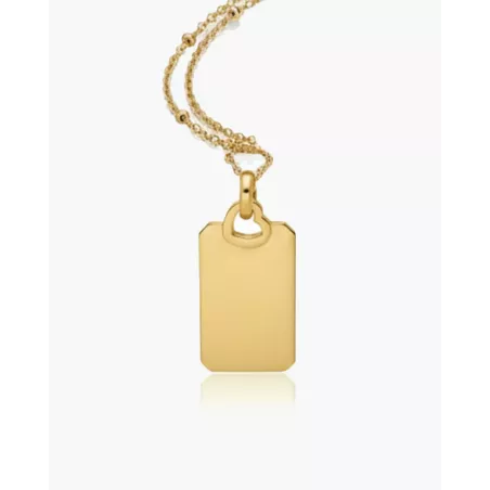Engravable Gold Necklace with Rectangular Heart Pendant | moon