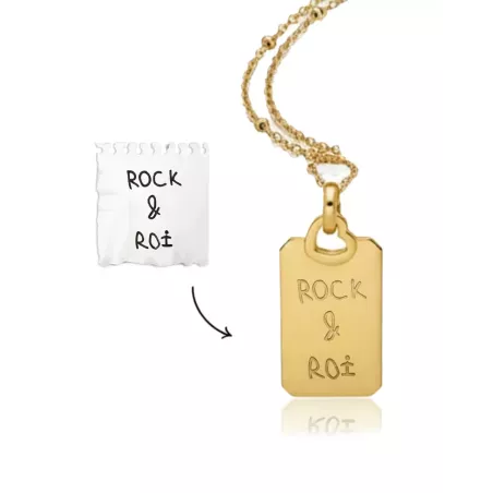Engravable Gold Necklace with Rectangular Heart Pendant | moon