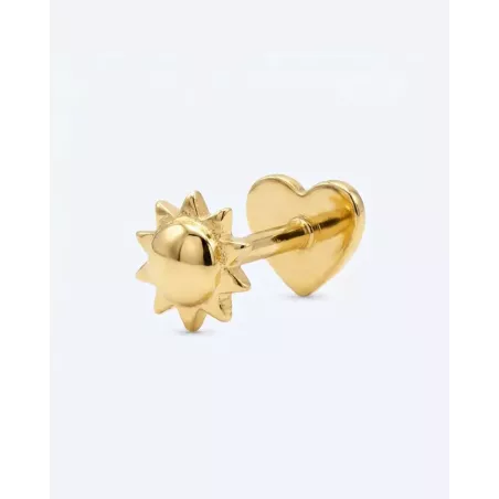 VAAL Gold Piercing | Silver Sun with Flat Internal Thread Closure - Moon