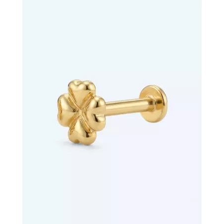 ZORAI Gold Piercing | Gold-plated Clover in Sterling Silver with Flat Closure - Moon