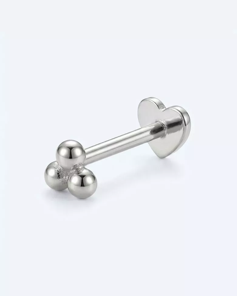 LUVIX Silver Piercing | Three Balls with Screw Closure for Tragus and Helix - moon