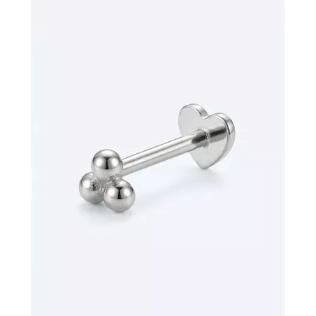 LUVIX Silver Piercing | Three Balls with Screw Closure for Tragus and Helix - moon