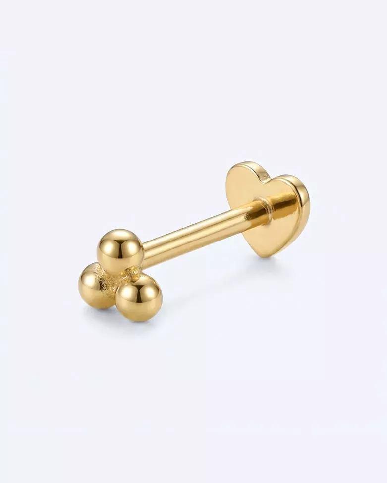 LUVIX Gold Piercing | Gold Plated with Balls and Front Closure - moon