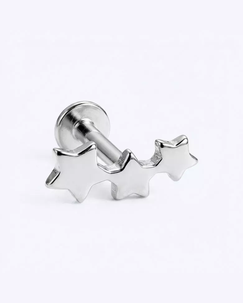 VELQIS Silver Piercing | Silver Star Climber Design Piercing - Moon