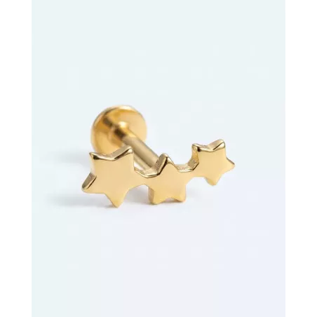 VELQIS Gold Piercing | Gold-plated piercing with three star climbers - moon