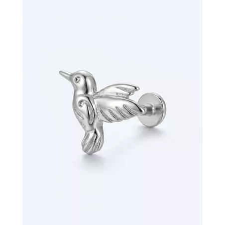 Silver Corvix Piercing | Silver Hummingbird Piercing - moon