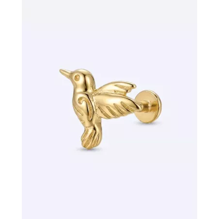 Gold Corvix Piercing | Hummingbird Gold Ear Piercing for Women - moon