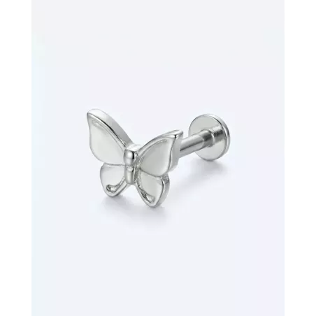 OLYRA Silver Piercing | Butterfly with Internal Thread Flat Closure - moon