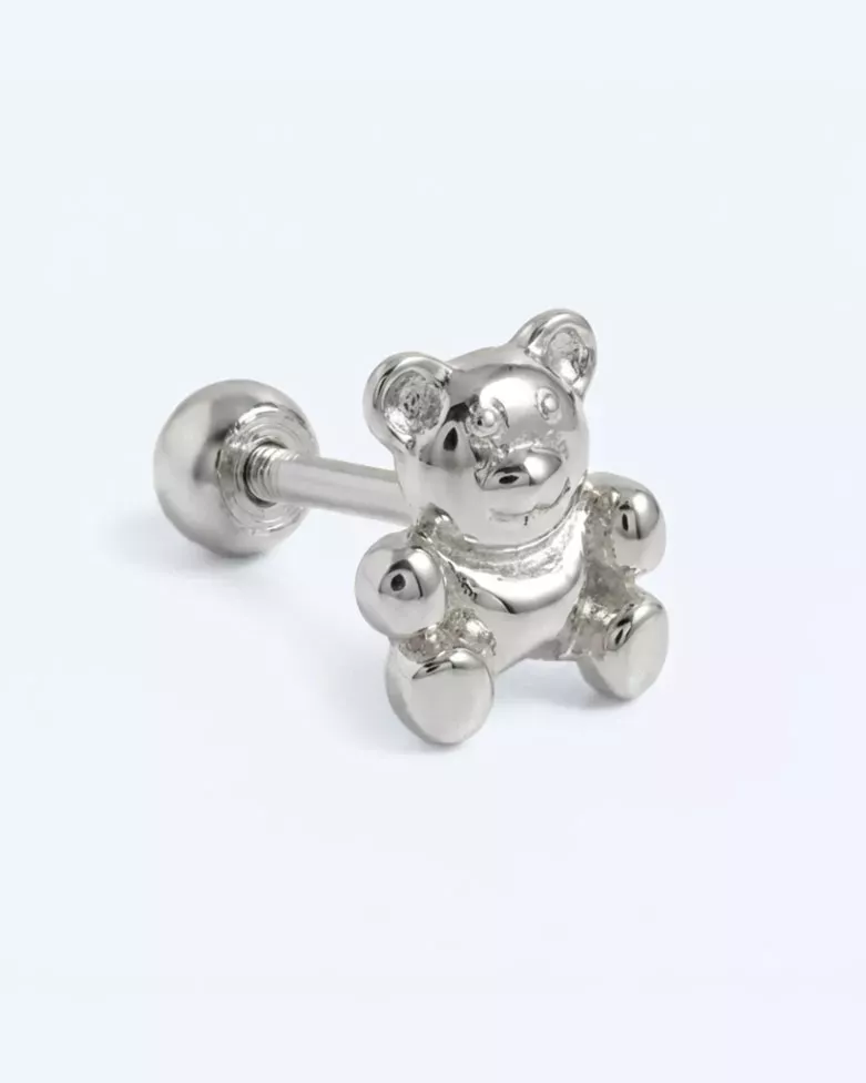 KRYLA Silver Piercing | 925 Sterling Silver Teddy Bear - moon