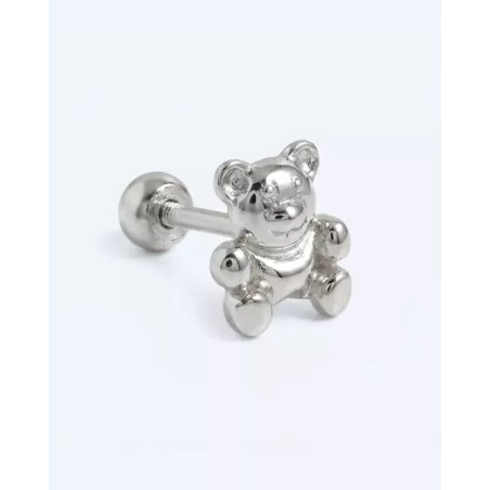 KRYLA Silver Piercing | 925 Sterling Silver Teddy Bear - moon