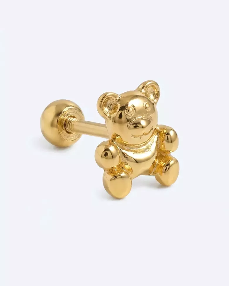KRYLA Gold Piercing | 925 Sterling Silver Bear Piercing - moon