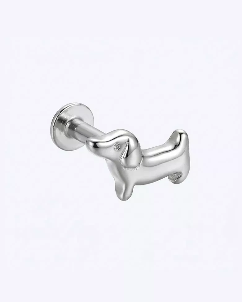 Silver Morlen Piercing | Dachshund Piercing in 925 Sterling Silver - moon