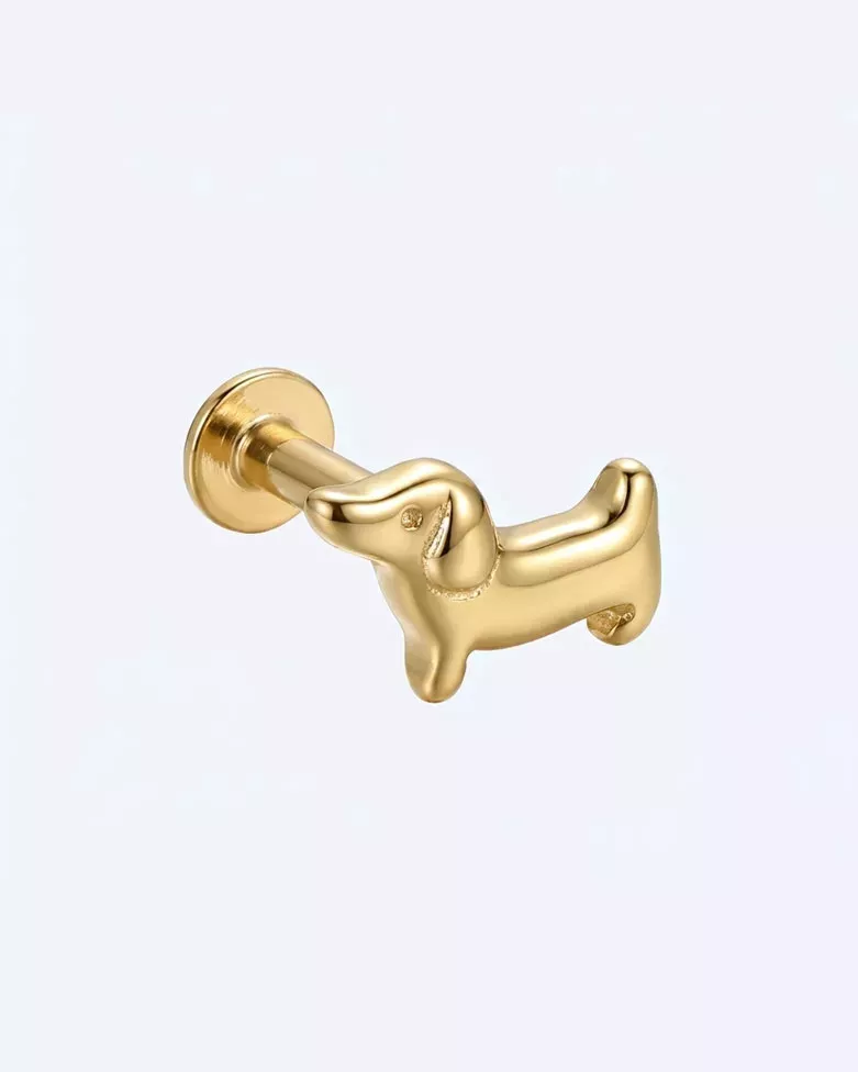 Gold Morlen Piercing | Dachshund Piercing in Gold and Silver 925 - moon