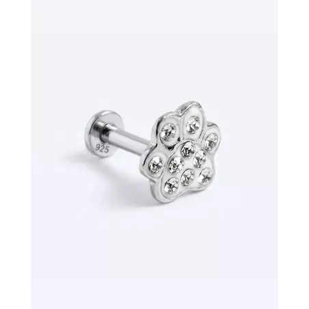 DRAVEN Silver Piercing | Pet Paw Print in 925 Sterling Silver with Cubic Zirconia - moon