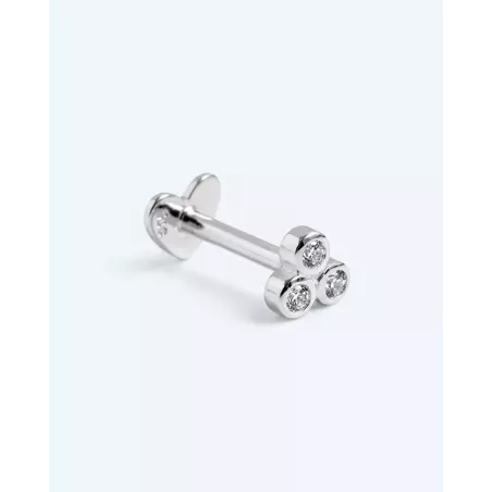 Silver Coran Piercing | Three Sparkling 925 Sterling Silver Studs with Cubic Zirconia - Moon